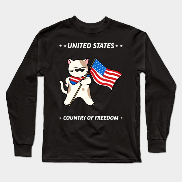 United States country of freedom Long Sleeve T-Shirt by Purrfect Shop